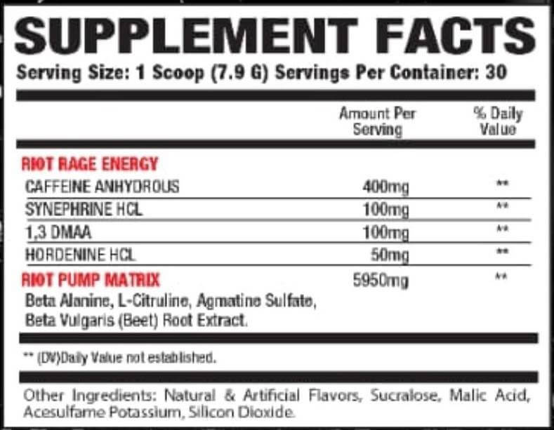 Muscle Metabolix Riot Punch Pure Insanity DMAA