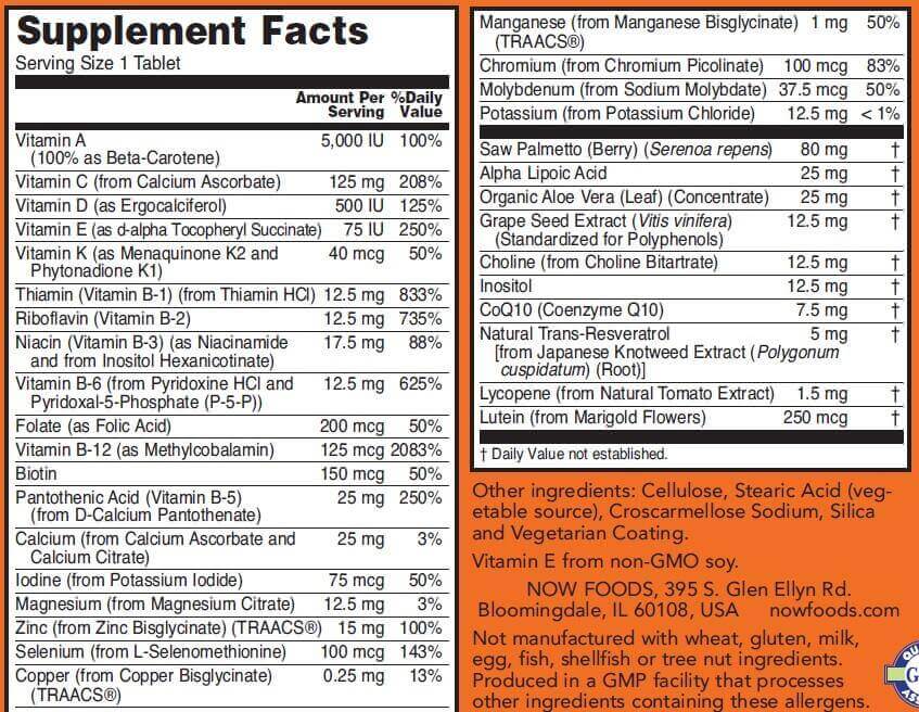 Adam Multi-Vitamin pour hommes NOW Foods