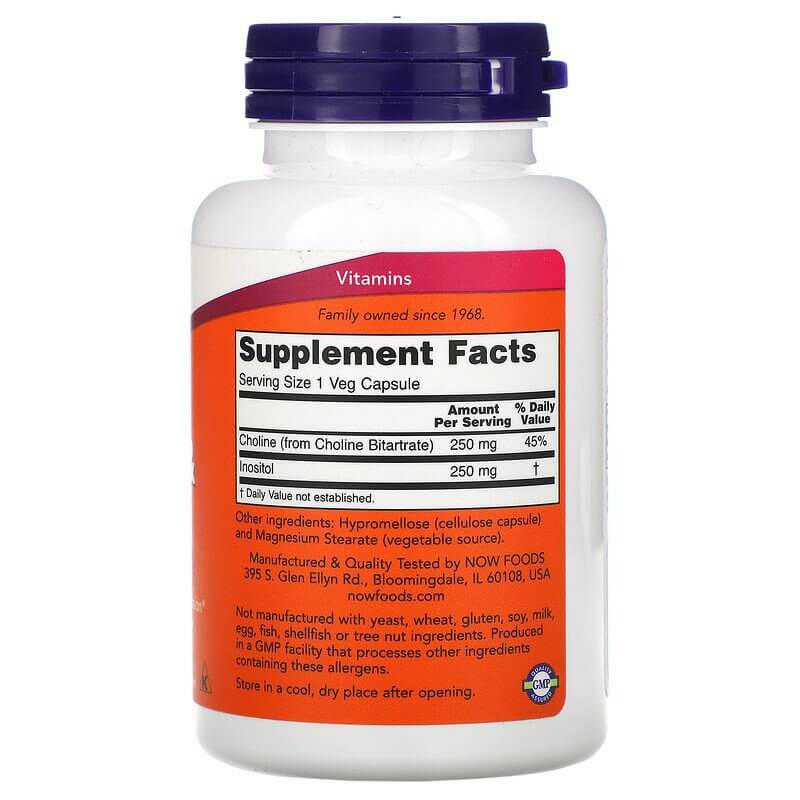 NOW Foods Choline and Inositol 250/250mg