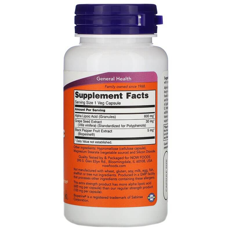 Now Foods Alpha Lipoic Acid 600 mg