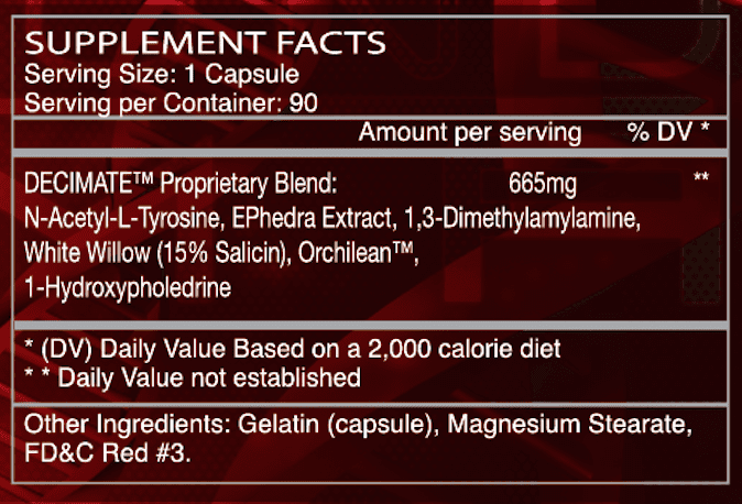 Decimate ECA, DMAA Version de UG Pharma