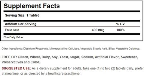Solgar Folate 400mcg sous forme de Metafolin