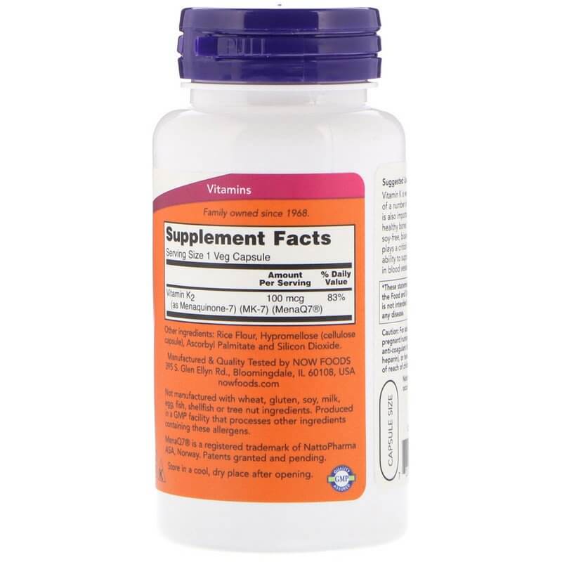 NOW Foods MK-7 Vitamin K-2 100 mcg