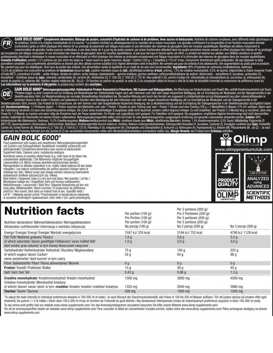 Olimp Nutrition Gain Bolic 6000 1000g