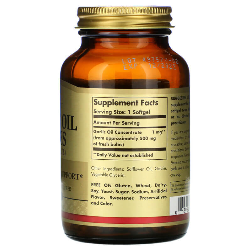 Solgar Garlic Oil Perles - Capsules d'huile d'ail
