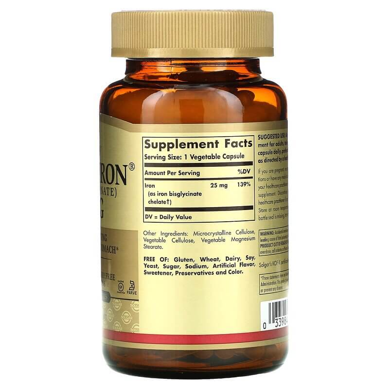 Solgar Gentle Iron (Bisglycinate de fer)