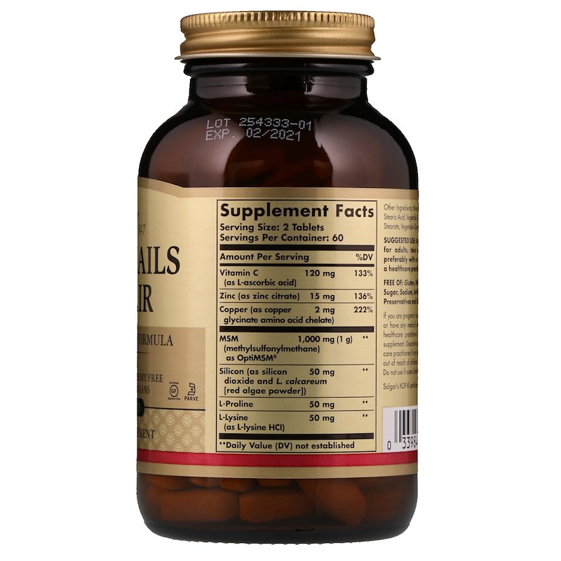 Solgar Skin, Nails and Hair, formule MSM