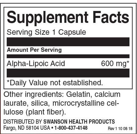 Swanson Alpha Lipoic Acid 600 mg