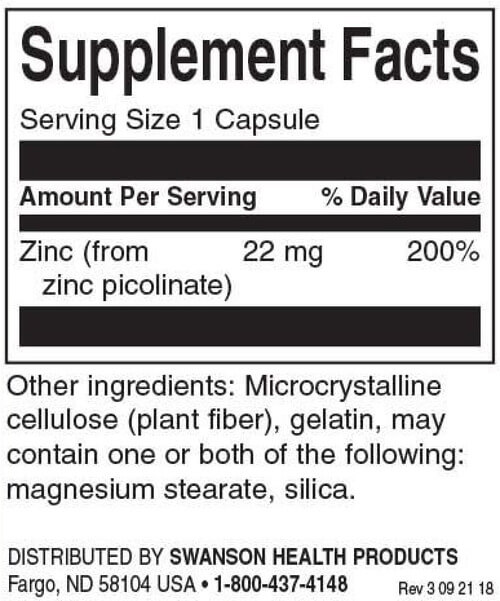 Swanson Zinc Picolinate 22mg